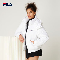 FILA 斐乐 女子棉服冬季款连帽时尚休闲外套面包服欧版 亮白色 L