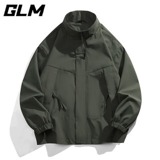 GLM品牌夹克外套男士秋冬季潮流立领时尚舒适耐磨抗皱 墨绿 2XL(160斤-180斤)