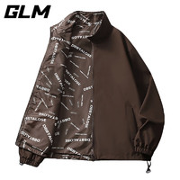 GLM品牌夹克外套男士秋冬季双面穿立领潮流休闲宽松男女款 咖色 M(100斤-115斤)