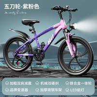 SANGPU 儿童自行车车6-15岁以上20寸变速越野山地车男女孩单车赛车 变速五刀-粉紫色【升级减震】 20寸