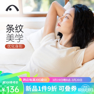 爱暇步专业瑜伽服女上衣 运动T恤春夏一体织短袖服高端普拉提训练服 椰子奶油/无胸垫/上衣 S