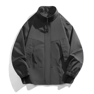 GLM品牌夹克外套男士秋冬季潮流立领时尚舒适耐磨抗皱 黑色 S(80斤-100斤)