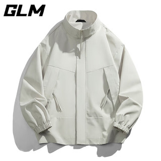 GLM品牌夹克外套男士秋冬季潮流立领时尚舒适耐磨抗皱 浅卡其 2XL(160斤-180斤)