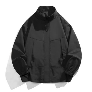 GLM品牌夹克外套男士秋冬季潮流立领时尚舒适耐磨抗皱 深灰 XL(140斤-160斤)