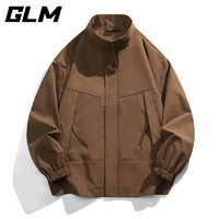 GLM品牌夹克外套男士秋冬季潮流立领时尚舒适耐磨抗皱 深咖 2XL(160斤-180斤)
