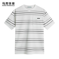 马克华菲【肌理感条纹】短袖T恤男2024春夏舒适休闲圆领T恤男士上衣 803本白 XL