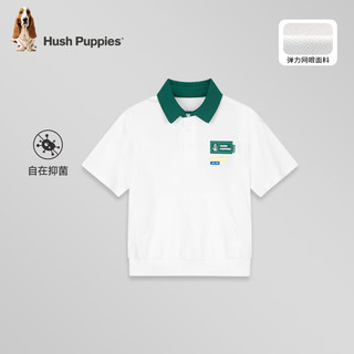 暇步士（Hush Puppies）童装儿童2024夏季短袖POLO衫舒适轻薄透气休闲百搭时尚 本白 120cm