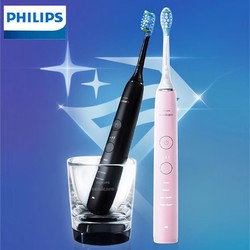 PHILIPS 飞利浦 电动牙刷成人情侣款声波震动蓝牙APP含2支刷头钻石款HX9912