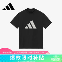 adidas 阿迪达斯 男女同款短袖夏季休闲宽松上衣圆领T恤运动潮流半袖 黑色 M