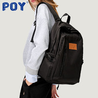 POY ®背包女双肩包黑色大学生书包男大容量旅行包