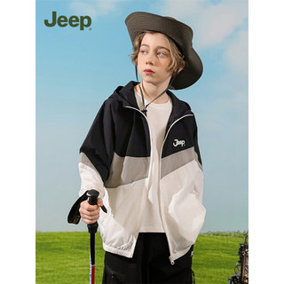 Jeep儿童防晒衣男童女童防紫外线upf50+中大童透气防晒皮肤衣空调衫外 黑色 140cm