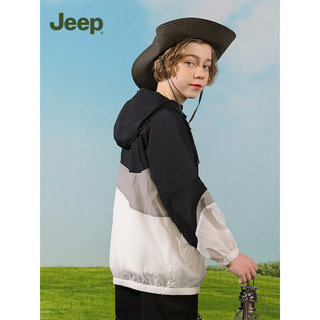 Jeep儿童防晒衣男童女童防紫外线upf50+中大童透气防晒皮肤衣空调衫外 黑色 140cm