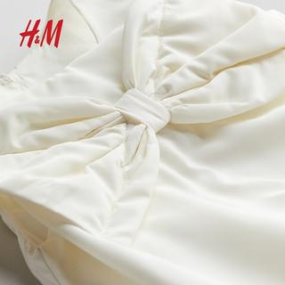 H&M【新年系列】2024春季童装女婴蝴蝶结装饰连衣裙1218967 白色 100/56