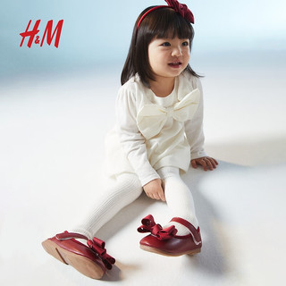 H&M【新年系列】2024春季童装女婴蝴蝶结装饰连衣裙1218967 白色 90/48