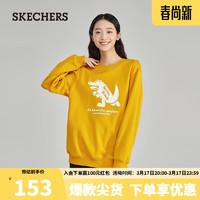 SKECHERS 斯凯奇 加绒圆领卫衣美式复古休闲运动L423U074 金黄/00UV M