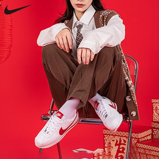 耐克（NIKE） 舰店女鞋 春夏运动鞋跑步鞋复古轻便新年红色休闲鞋 904764-101 白红/新年红 36