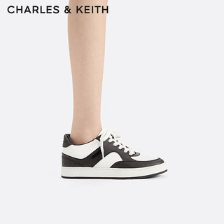 CHARLES&KEITH24春季CK1-70900502简约时尚系带运动鞋小白鞋 Black黑色 35