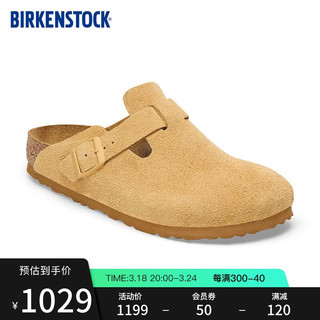 BIRKENSTOCK软木拖鞋女款时尚平底包头拖鞋Boston系列 棕黄色/拿铁棕窄版1027752 35