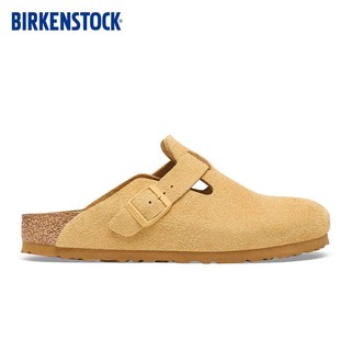 BIRKENSTOCK软木拖鞋女款时尚平底包头拖鞋Boston系列 棕黄色/拿铁棕窄版1027752 35