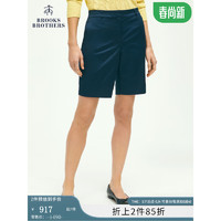 布克兄弟（BrooksBrothers）女士24早春简约高腰复古休闲短裤 4004-藏青色 8