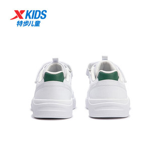 特步（XTEP）儿童小白鞋男童板鞋春季滑板鞋运动鞋女子中大童板鞋 特步白/深翠绿 37码