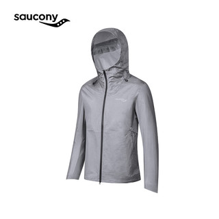Saucony索康尼运动外套男防风夹克上衣24年春季防泼水薄款男 亮灰色 XL(180/100A)