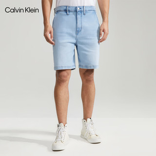 Calvin Klein Jeans24春夏男士休闲宽松微弹水洗凉感软壳款牛仔短裤J326328 1AA-牛仔浅蓝 33