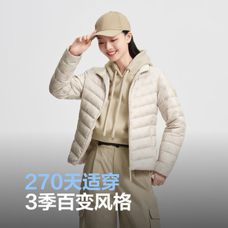 波司登（BOSIDENG）202490绒轻薄保暖羽绒服女士短款立领百搭轻便外套B40131006 米卡其爱心印花9W40 175/96A