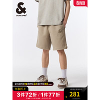 杰克·琼斯（JACK&JONES）夏季LOGO刺绣裤身字母提花肌理略宽松休闲短裤男装22429F029 E11卡其色 170/76A/SR