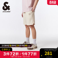 杰克·琼斯（JACK&JONES）夏季LOGO刺绣裤身字母提花肌理略宽松休闲短裤男装22429F029 A03白帽灰 170/76A/SR