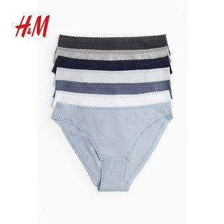 H&M2024年春季7条装棉质汗布Bikini内裤1075607 黑色 160/90