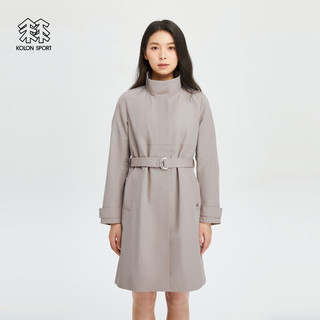 KOLON SPORT/可隆风衣夹克 女子户外休闲长款防泼水运动修身腰带外套 米黄BE 170/L