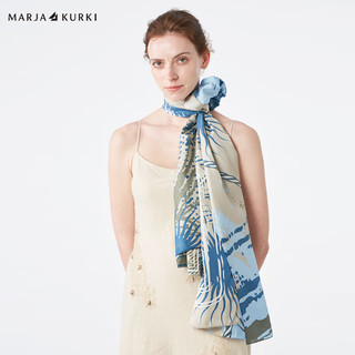 玛丽亚.古琦（MARJA KURKI）真丝丝巾女士长巾桑蚕丝披肩围巾 丝绸 艺术造型 蓝色