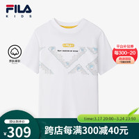 FILA 斐乐儿童服装2024春冬男中大童短T类短袖T恤 标准白-WT 150cm