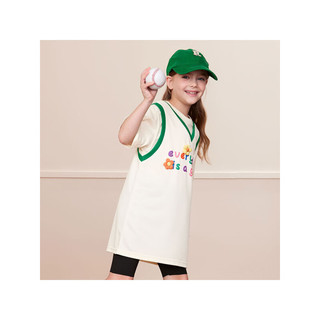 马骑顿MQD童装女大童夏季运动休闲字母短袖连衣裙 米白 160cm