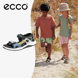 爱步（ECCO）童鞋夏 儿童拼接透气魔术贴凉鞋 全速710642 绿色/棕色71064252589 30码