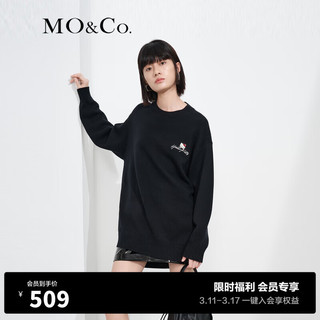 MO&Co.【福利】【美丽诺绵羊毛】Hello Kitty系列毛衣针织上衣 黑色 M/165