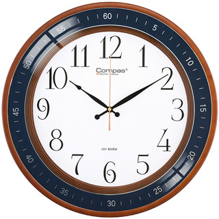 康巴丝（Compas）挂钟时尚卧室客厅办公时钟日历挂表简约创意石英钟表 3332桤木白45CM（AI自动对时款）