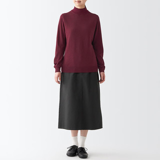 无印良品 MUJI 女式 天竺 可水洗 半高领毛衣 BAG14A2A 长袖针织衫 深紫红色 XL