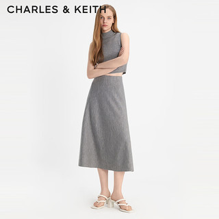 CHARLES&KEITH24春季方头高跟夹趾时装凉拖鞋女CK1-60361505 粉白色Chalk 34