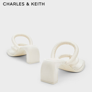 CHARLES&KEITH24春季方头高跟夹趾时装凉拖鞋女CK1-60361505 粉白色Chalk 34