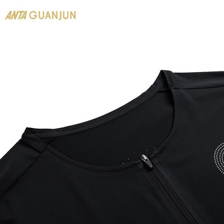 安踏（ANTA）冠军越野跑系列 CoolMax短袖T恤男款运动套头针织152420101 基础黑-3 L(男175)