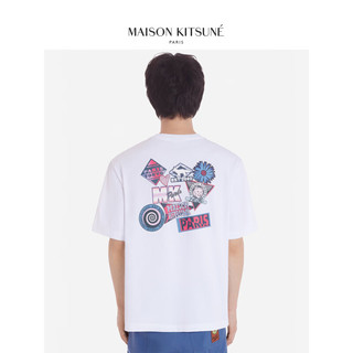 Maison Kitsune 男女同款 SS24春夏拼贴狐狸系列印花圆领T恤 P100【白色】 XS