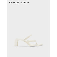 CHARLES&KEITH24春季方头高跟夹趾时装凉拖鞋女CK1-60361505 粉白色Chalk 39