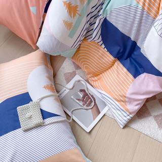 绘睡床上四件套 100%纯棉 被套床单枕套全棉印花套件被套200*230cm 炫彩格调