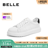 BeLLE 百丽 高级系列舒适小白鞋男2024春季新款轻便厚底休闲板鞋A1391AM4 白色/黑色 39