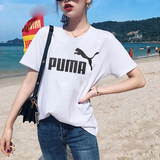 彪马（PUMA）t恤女装 夏季运动服训练短袖舒适透气休闲服快干时尚上衣 673655-02/白色 XS(150/76A)