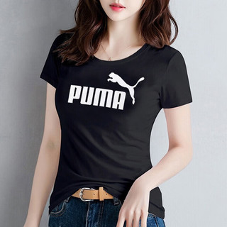 彪马（PUMA）t恤女装 夏季运动服训练短袖舒适透气休闲服快干时尚上衣 673655-01/黑色 S(155/80A)