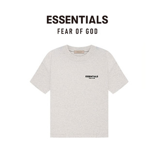 FEAR OF GOD ESSENTIALS植绒背部LOGO系列棉质圆领短袖T恤男女美式宽松经典潮流打底内搭 青黑色 XS