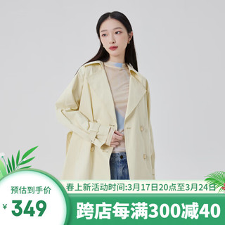 艾莱依（ERAL）风衣时尚外套休闲2024宽松春季大衣短款大衣 雪糕黄 170/92A